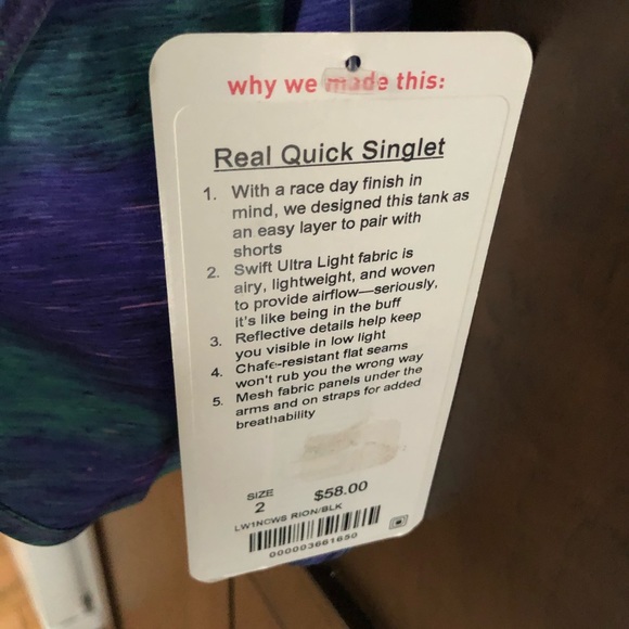 NWT Lululemon Real Quick Singlet - Picture 5 of 6